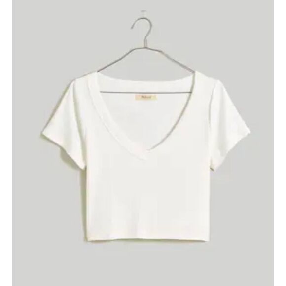Madewell white ribbed bright side cropped tshirt size M - Picture 3 of 13